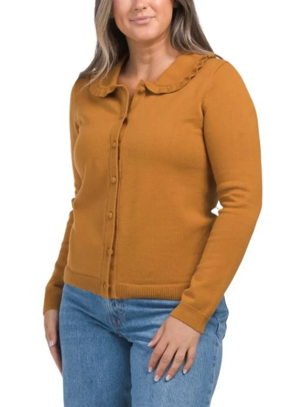 JOIE Long Sleeve Peter Pan Collared Button Up Cardigan
